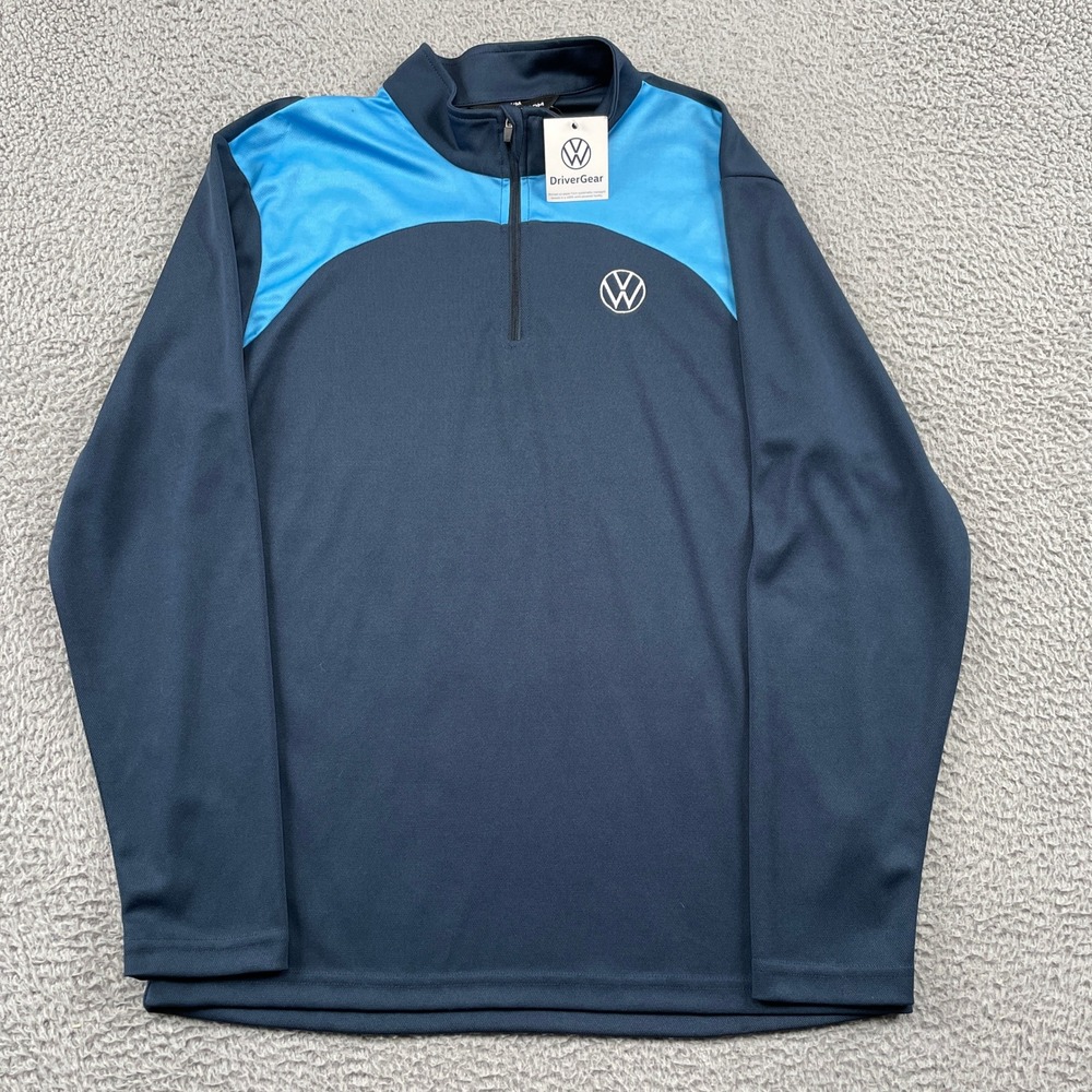 Volkswagen Pullover Mens Medium Navy DriverGear 1/4 Zip  Embroidered